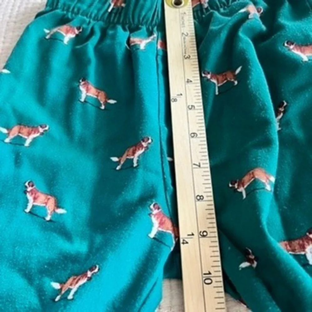 Crewcuts Boys Girls Teal Green Saint Bernard Dog Print Pajama‎ Pants Size S 6-7